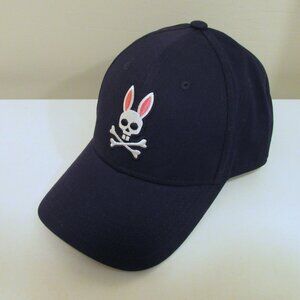 NEW Psycho Bunny navy hat with bunny skull and crossbones